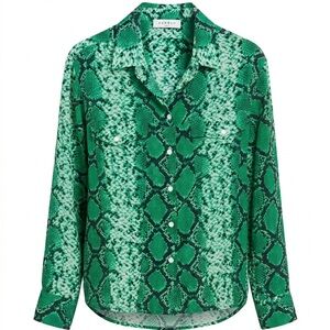 Sandro Paris Green Snake Print Blouse